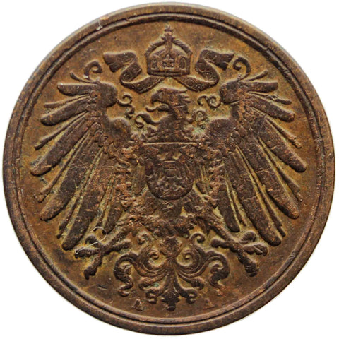1900 A One Pfennig Germany Wilhelm I Coin Small Shield Berlin Mint
