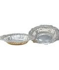 1900 Antique Victorian Era Pair Sterling Silver Pierced Dishes Silversmiths Walker & Hall Birmingham Hallmarks