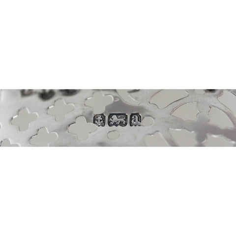 1900 Antique Victorian Era Pair Sterling Silver Pierced Dishes Silversmiths Walker & Hall Birmingham Hallmarks