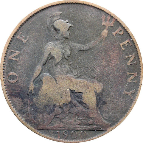 1900 One Penny Queen Victoria Great Britain Bronze Coin