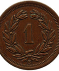 1900 One Rappen Switzerland Coin