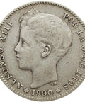 1900 Peseta Spain Coin Silver Alfonso XIII 3rd portrait