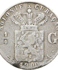 1900 Quarter Gulden Curaçao Netherlands Antilles Wilhelmina Silver Coin