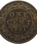 1901 H One Cent Canada Queen Victoria Coin Bronze