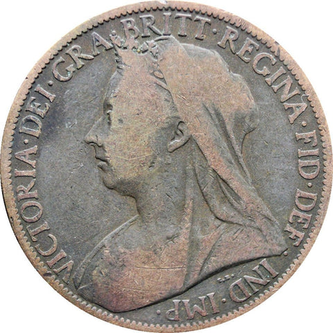 1901 One Penny Queen Victoria Great Britain Bronze Coin
