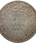 1901 One Rupee British India Coin Victoria Silver (Type C Bust, Type I Reverse)