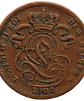 1902 1 Centime Belgium Léopold II Coin French text