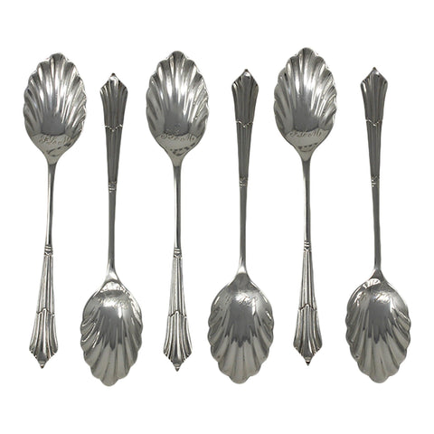 1903 Antique Edwardian Era Sterling Silver Set Six Tea Spoons original Case Silversmith William Hutton & Sons Ltd London Hallmarks