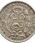 1903 JF 1 Dinero Peru Coin Silver