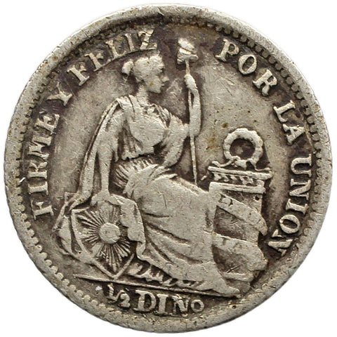 1903 JF Half Dinero Peru Coin Silver
