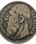 1904 One Franc Belgium Coin Leopold II Silver Dutch text