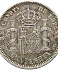 1904 One Peseta Spain Coin Silver Alfonso XIII