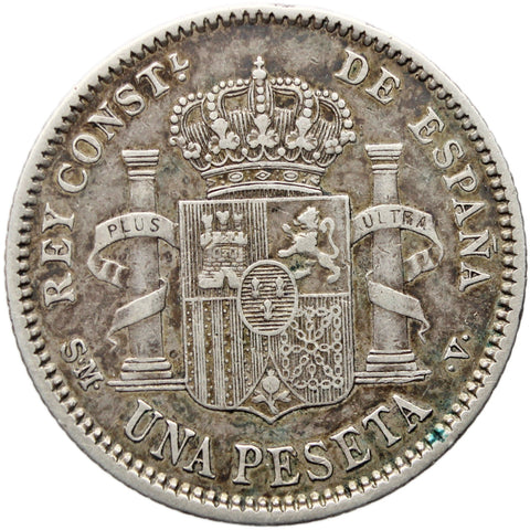 1904 One Peseta Spain Coin Silver Alfonso XIII