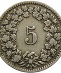 1904 Switzerland 5 Rappen Coin