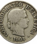 1904 Switzerland 5 Rappen Coin