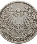 1905 A Half Mark Germany Coin Wilhelm II Silver Berlin Mint