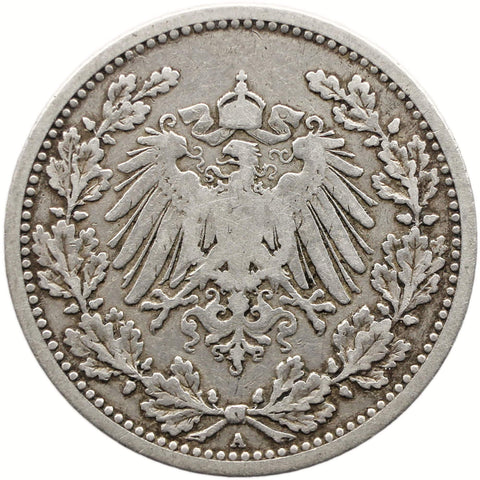 1905 A Half Mark Germany Coin Wilhelm II Silver Berlin Mint