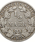 1905 A Half Mark Germany Coin Wilhelm II Silver Berlin Mint