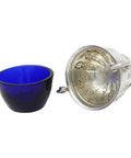 1905 Antique Edwardian Era Sterling Silver Salt Pot with Blue Glass Liner Silversmiths Henry Matthews Birmingham Hallmark
