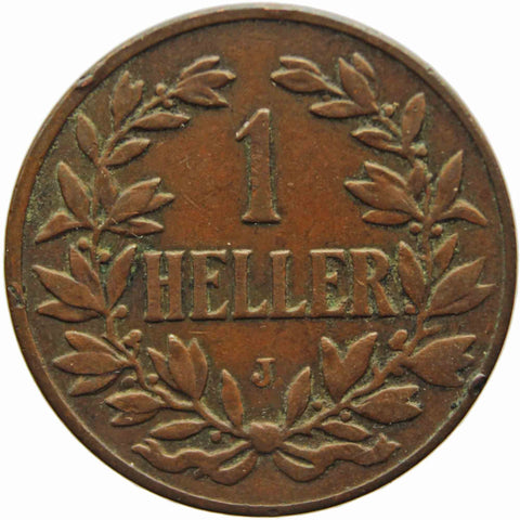 1905 J German East Africa one Heller Wilhelm II Bronze coin