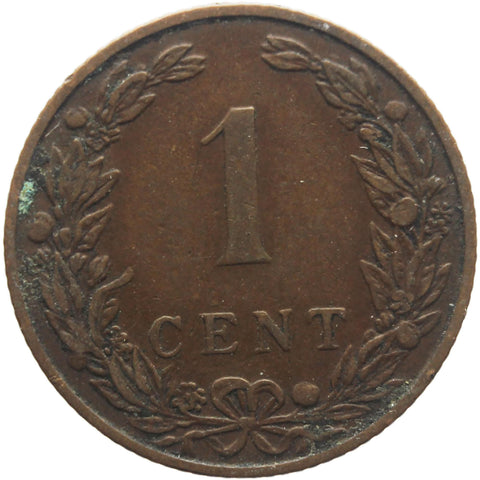 1906 1 Cent Netherlands Coin Wilhelmina