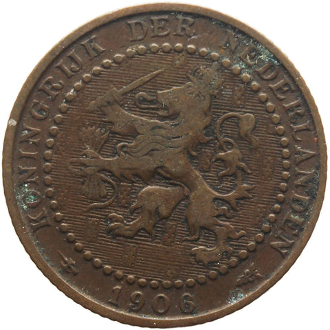1906 1 Cent Netherlands Coin Wilhelmina