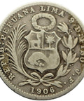 1906 JF 1 Dinero Peru Coin Silver