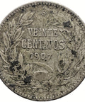 1907 20 Centavos Chile Coin Silver