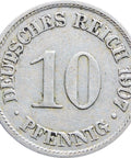 1907 A 10 Pfennig Germany Wilhelm I Coin