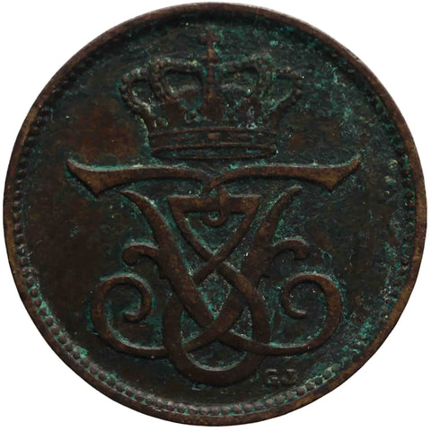 1907 Denmark 1 Øre Coin Frederik VIII