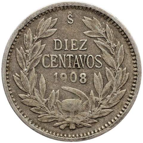 1908 10 Centavos Chile Coin