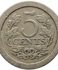 1908 5 Cents Netherlands Coin Wilhelmina