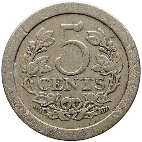 1908 5 Cents Netherlands Coin Wilhelmina
