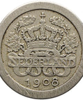 1908 5 Cents Netherlands Coin Wilhelmina