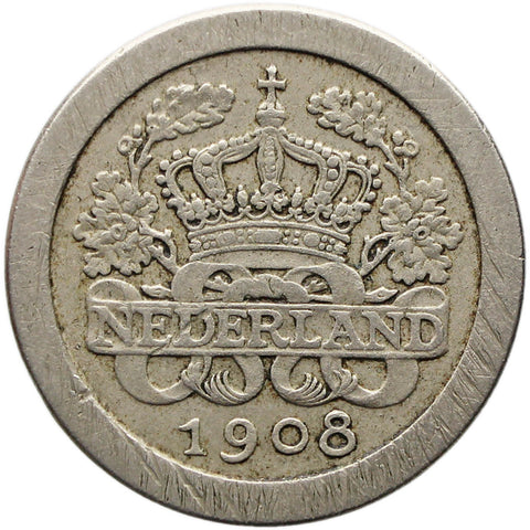 1908 5 Cents Netherlands Coin Wilhelmina