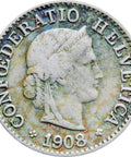 1908 5 Rappen Switzerland Coin