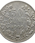 1909 50 Centimes Belgium Coin Leopold II Silver French text