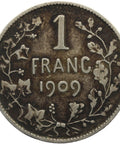 1909 Belgium Leopold II Silver One Franc French text