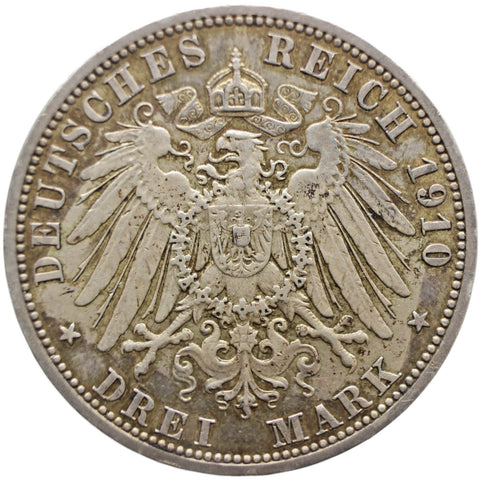 1910 A 3 Mark Prussia Germany Coin Silver Berlin Mint Wilhelm II