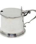 1910 Antique Edwardian Era Sterling Silver Mustard Pot with Blue Glass Liner Silversmiths James Dixon & Sons Ltd Sheffield Hallmarks