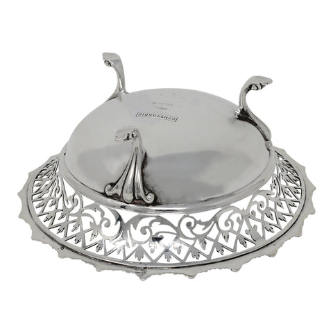 1910 Antique Edwardian Era Sterling Silver Pierced Bowl Silversmiths James Dixon & Sons Ltd Sheffield Hallmarks