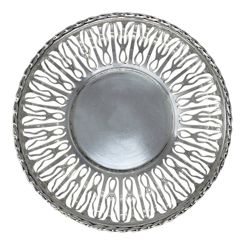 1910 Antique Edwardian Era Sterling Silver Pierced Dish Silversmiths Walker & Hall Sheffield Hallmarks