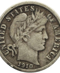 1910 D One Dime United States Barber Coin Silver