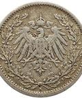 1911 A Germany Half Mark Wilhelm II Coin Silver Berlin Mint