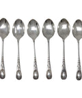 1911 Antique George V Era Sterling Silver Set Six Coffee Spoons with original Case Silversmith Frank Wood Sheffield Hallmarks