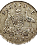 1912 6 Pence Australia Coin George V Silver