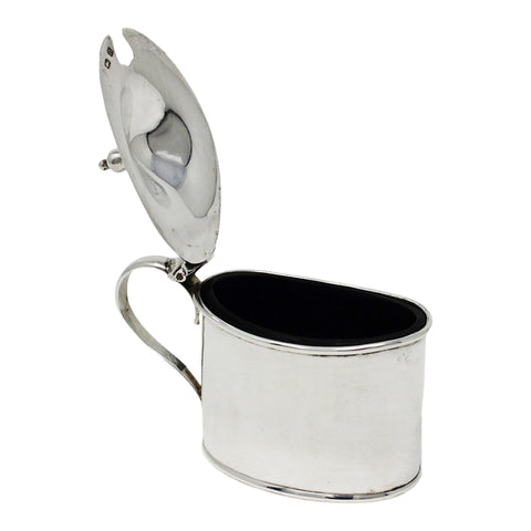 1912 Antique George V Era Sterling Silver Mustard Pot Blue Glass Liner Silversmiths E S Barnsley Co (Edward Souter Barnsley) Birmingham