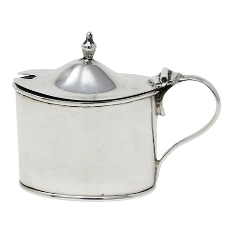 1912 Antique George V Era Sterling Silver Mustard Pot Blue Glass Liner Silversmiths E S Barnsley Co (Edward Souter Barnsley) Birmingham