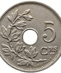 1913 5 Centimes Belgium Coin Albert I French text
