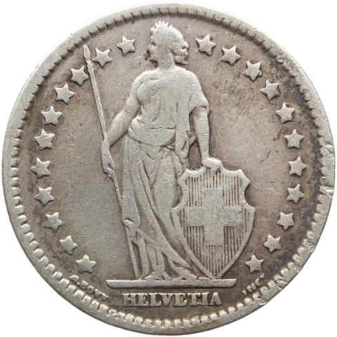 1913 One Franc Switzerland Coin Silver Helvetia